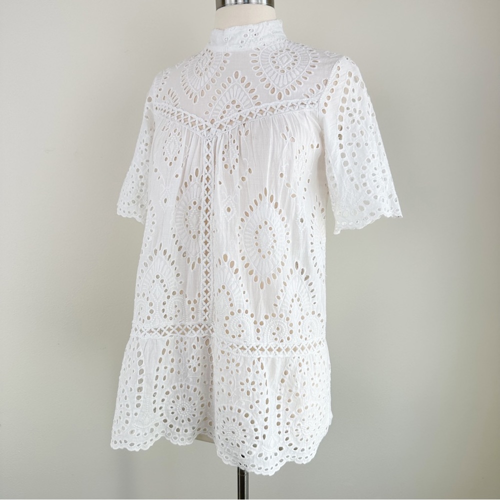 Chicha’s Size M White Lace Eyelet Mini Dress